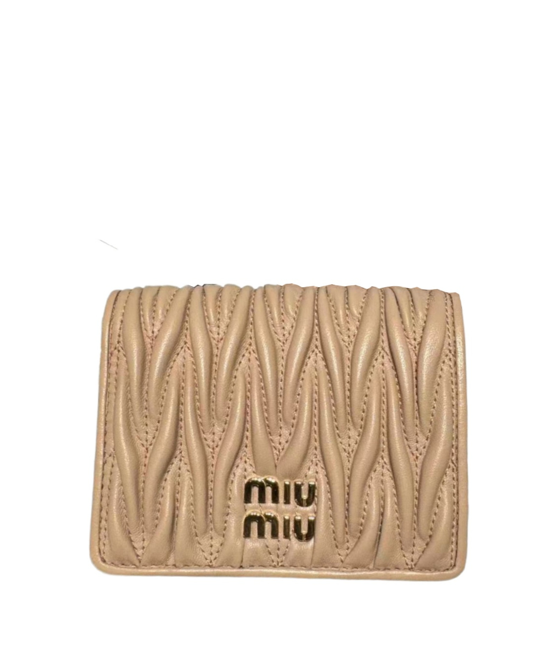 Miu Miu Logo Lettering Bi-fold Wallet In Brown