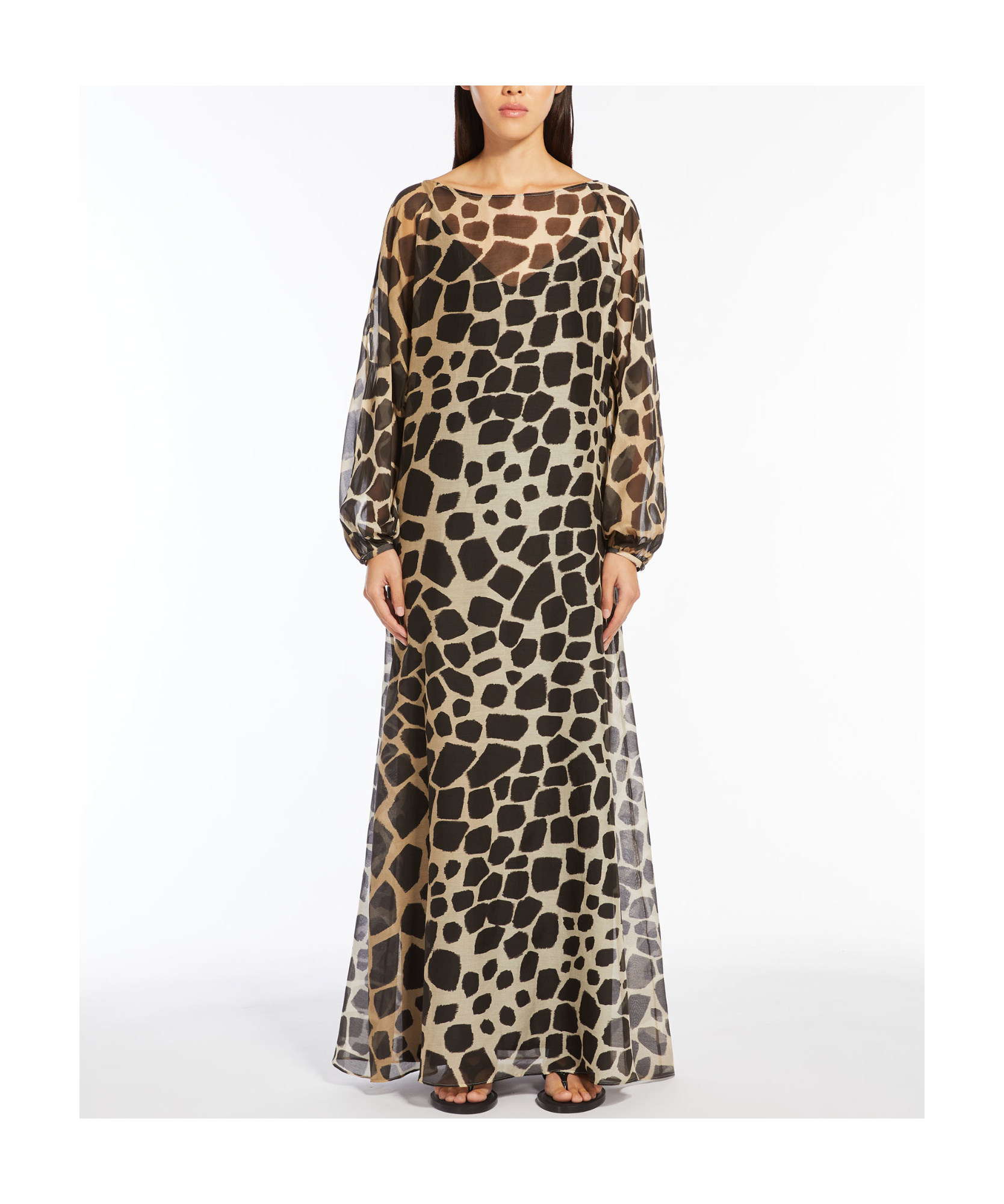Shop Max Mara Studio All-over Patterned Long-sleeved Dress In Black