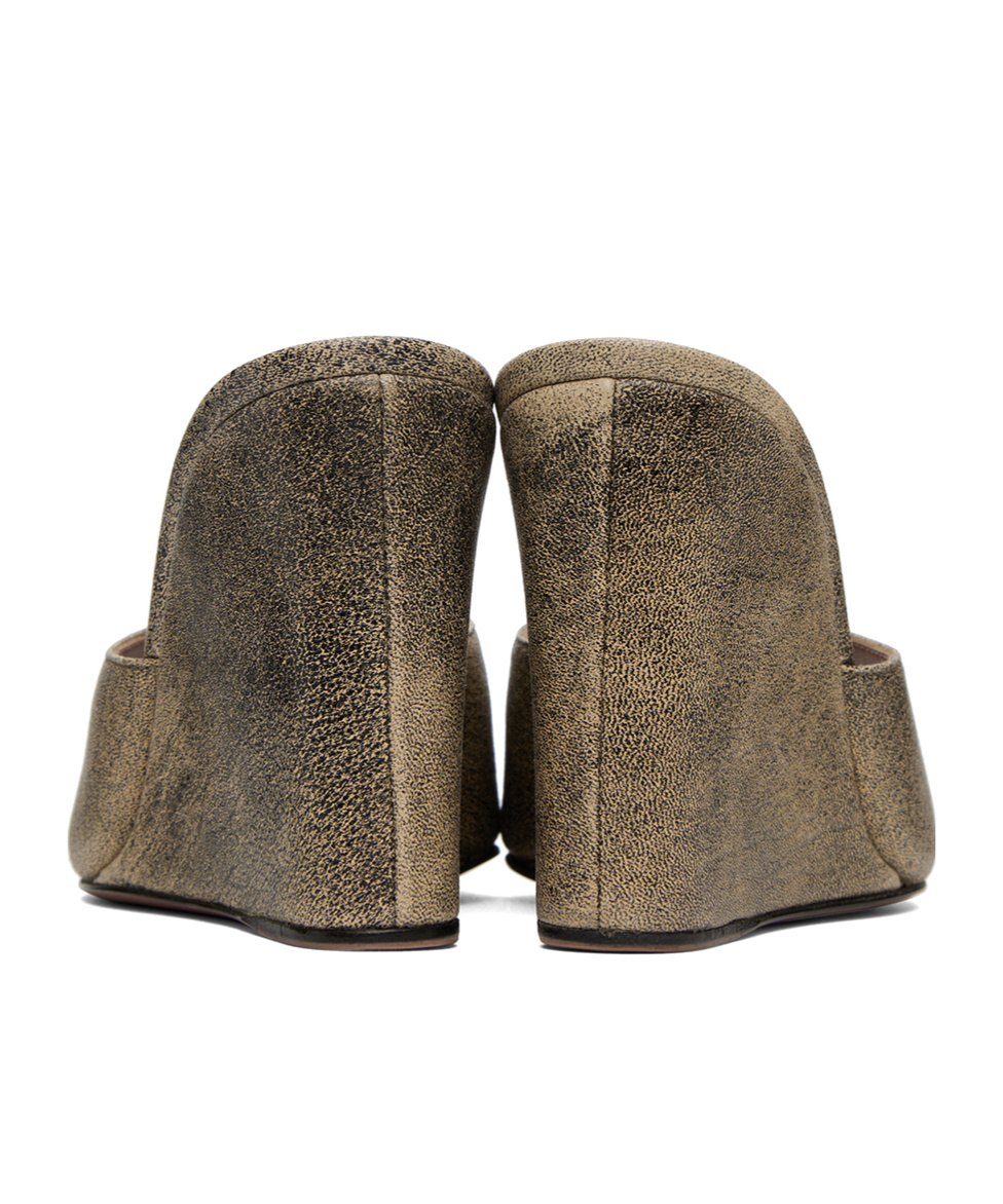 Amina Muaddi Lupita Square Toe Wedges In Brown