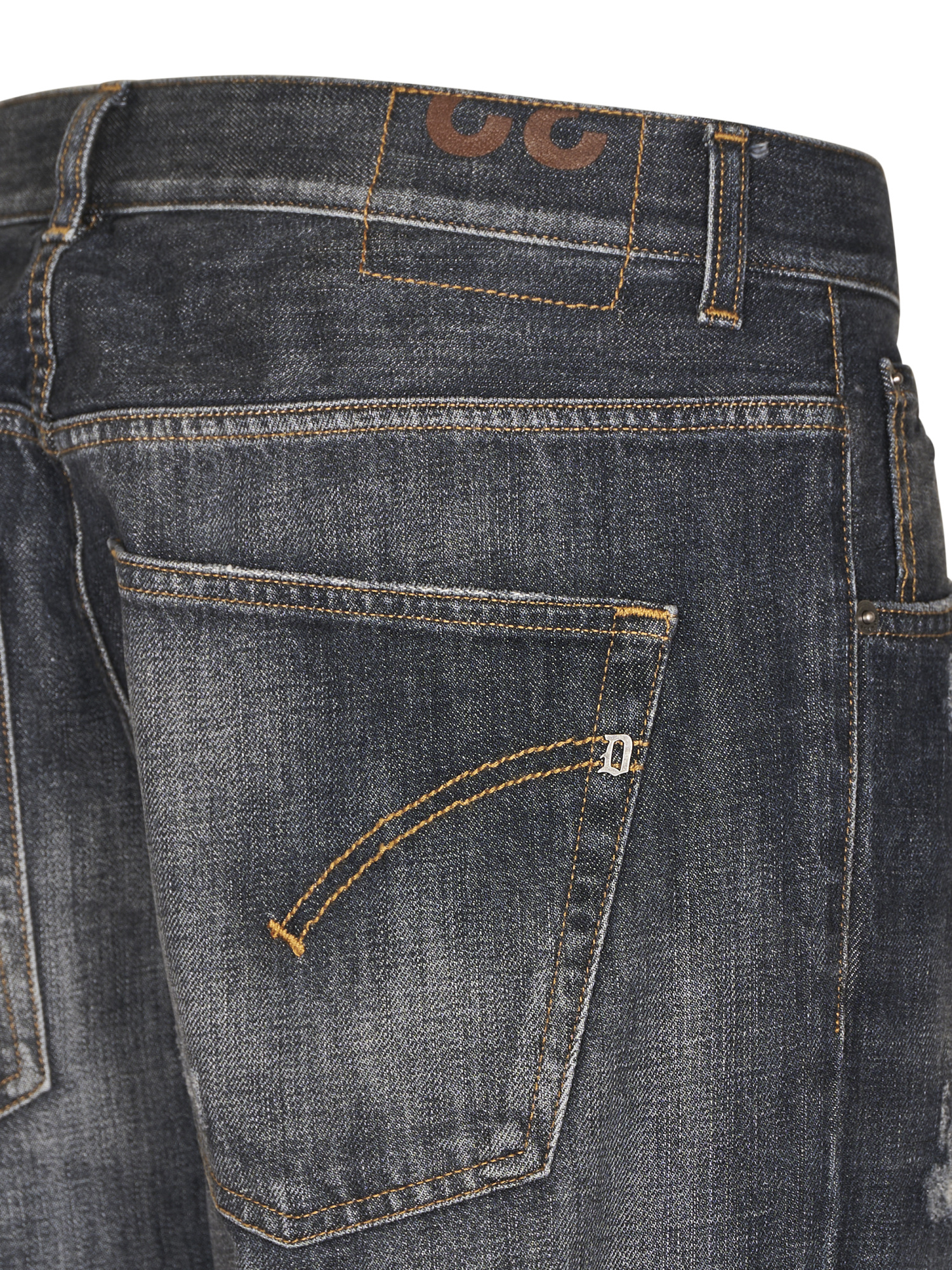 Dondup Relaxed Fit Distressed Denim Trousers With Rolled Cuffs In Black