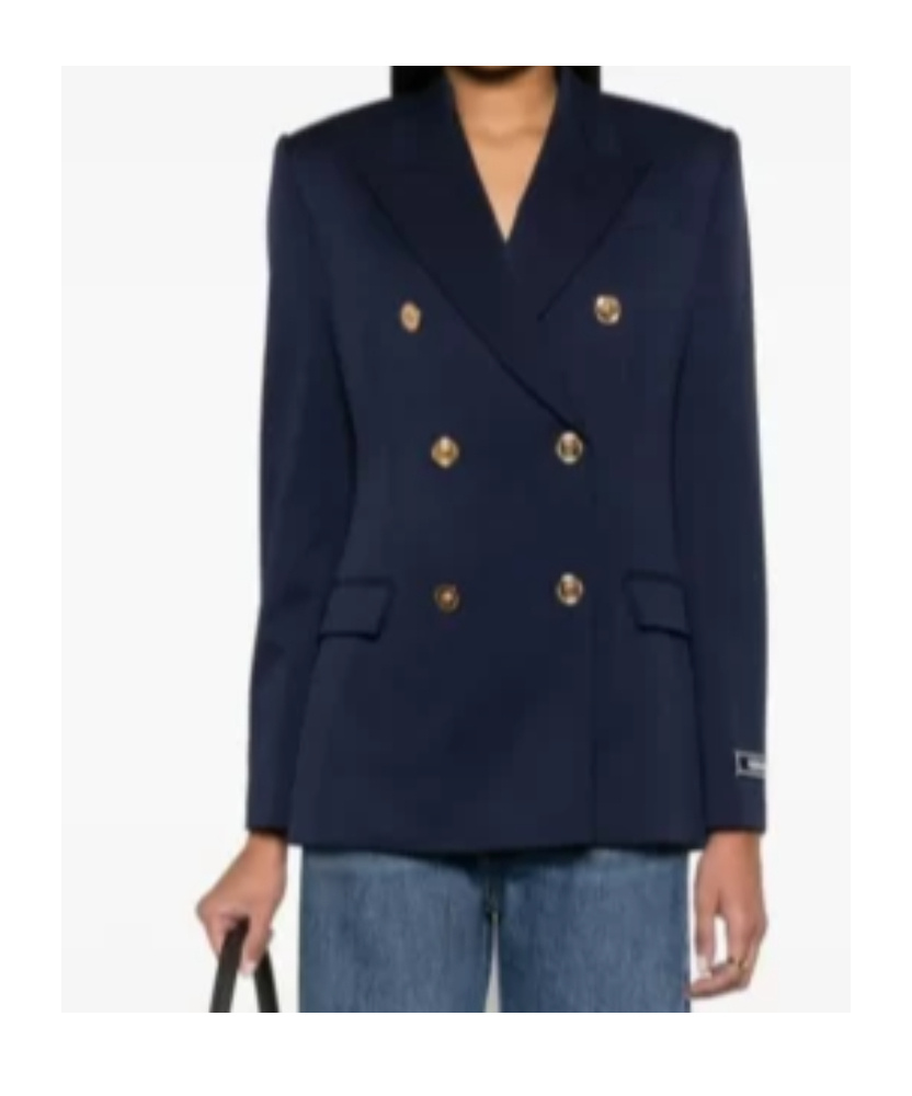 Versace Blue Double-breasted Jacket With Medusa Buttons In Black