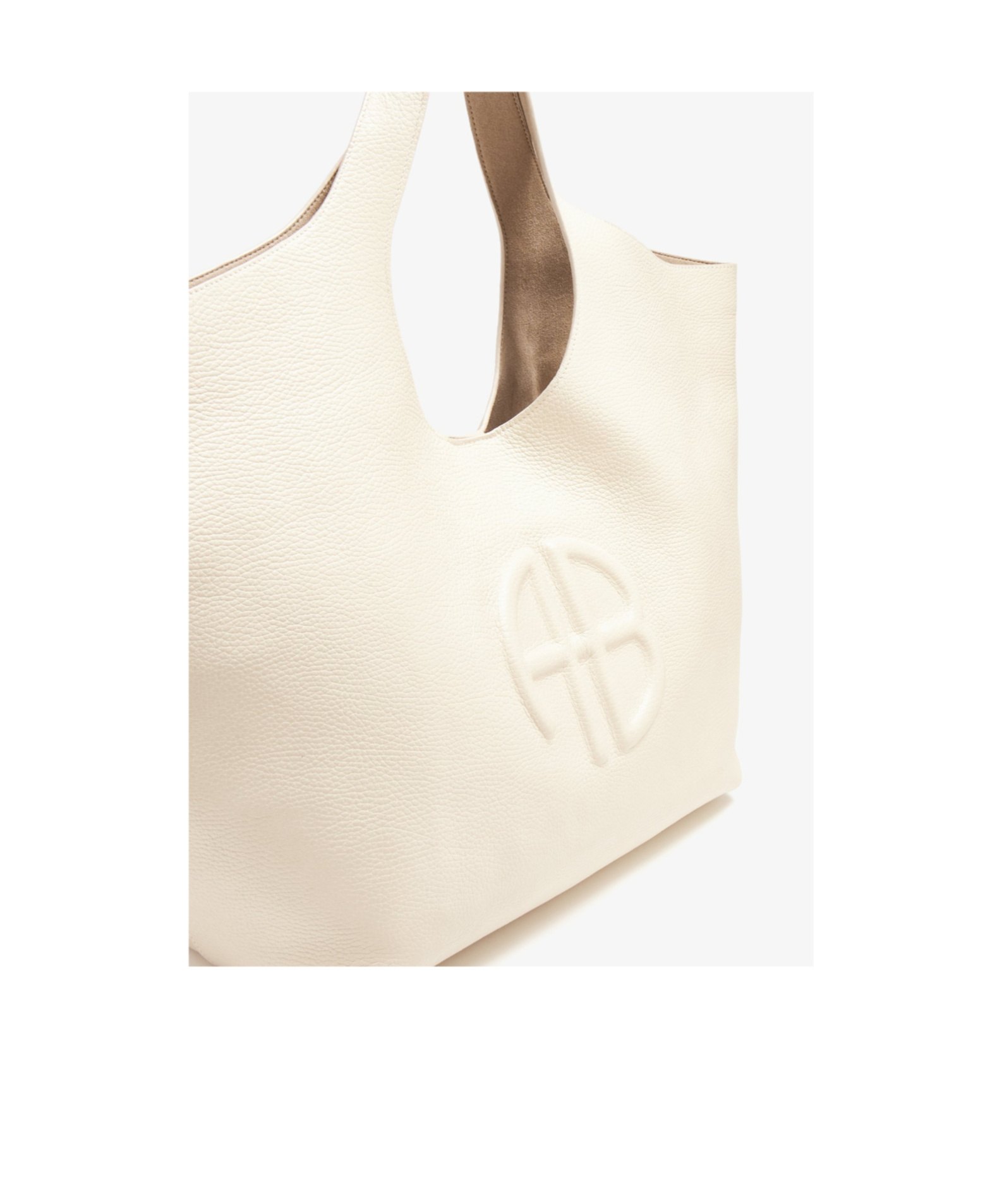 Shop Anine Bing Logo Shoulder Bag In Nude