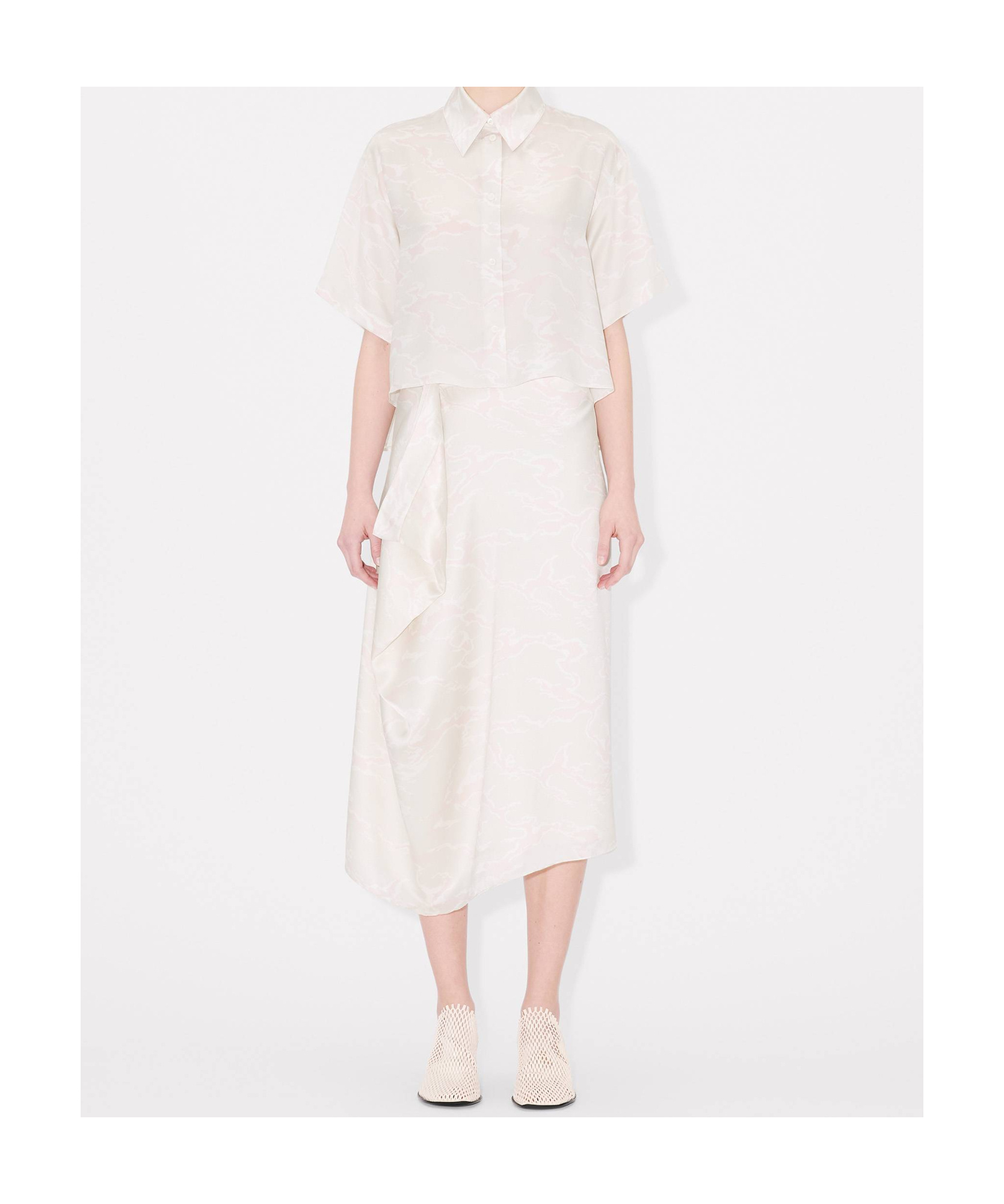 Kenzo ' Ocean Camo' Midi Skirt In Silk