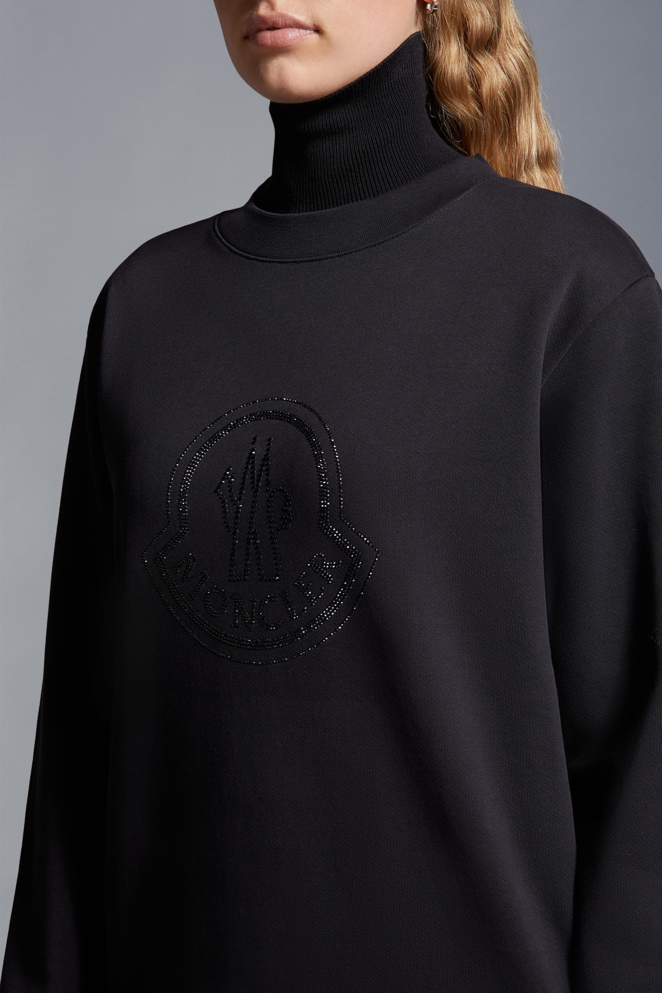 Shop Moncler Logo-embellished Cotton Sweatshirt In Black