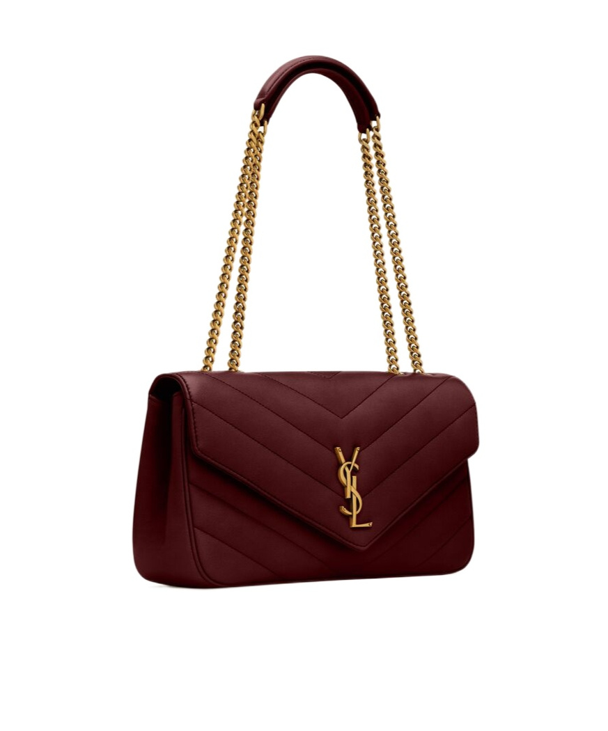 Saint Laurent Cherry Loulou Medium Shoulder Bag In Burgundy