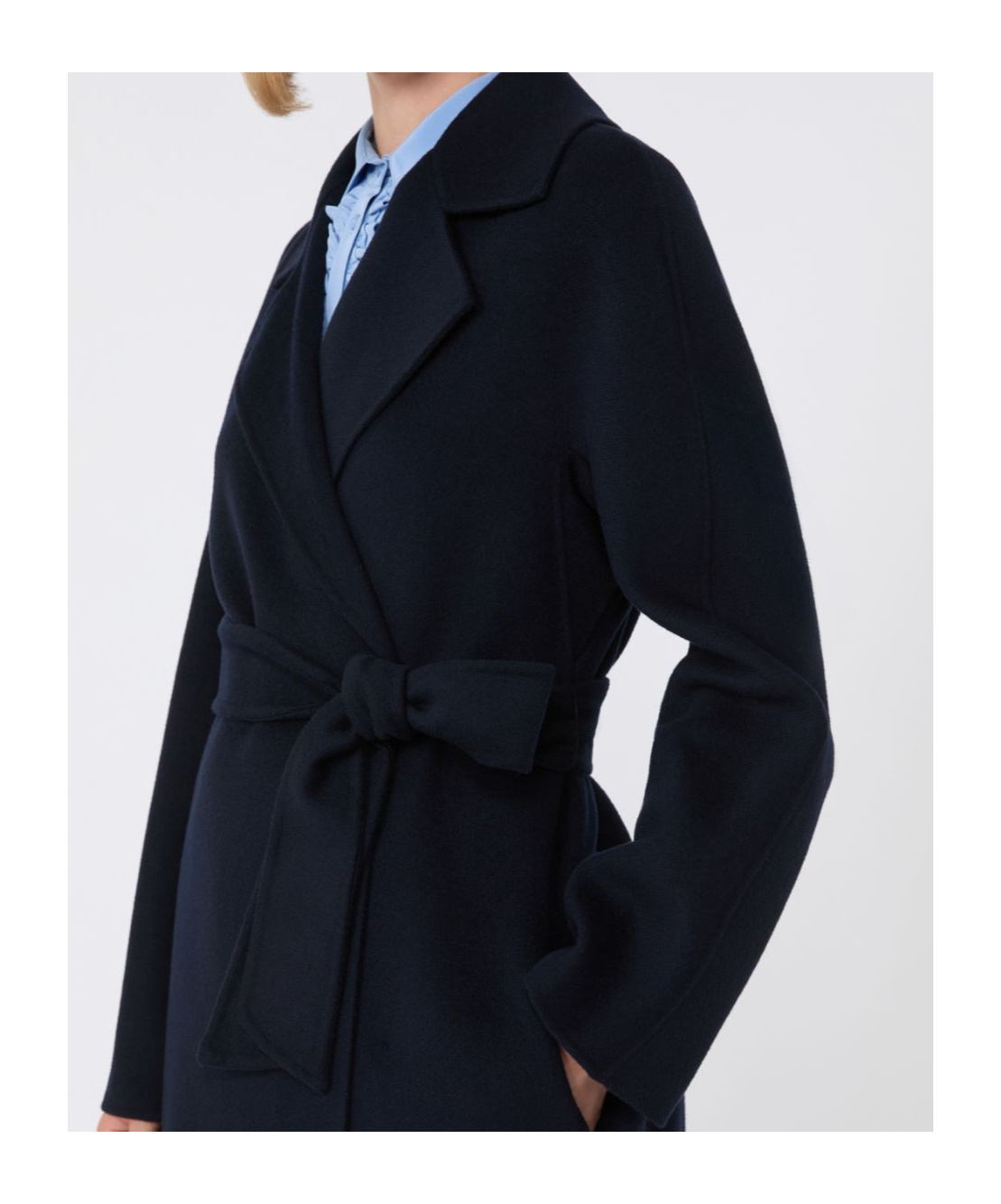 Max Mara Studio Cles Belted Coat In Blue
