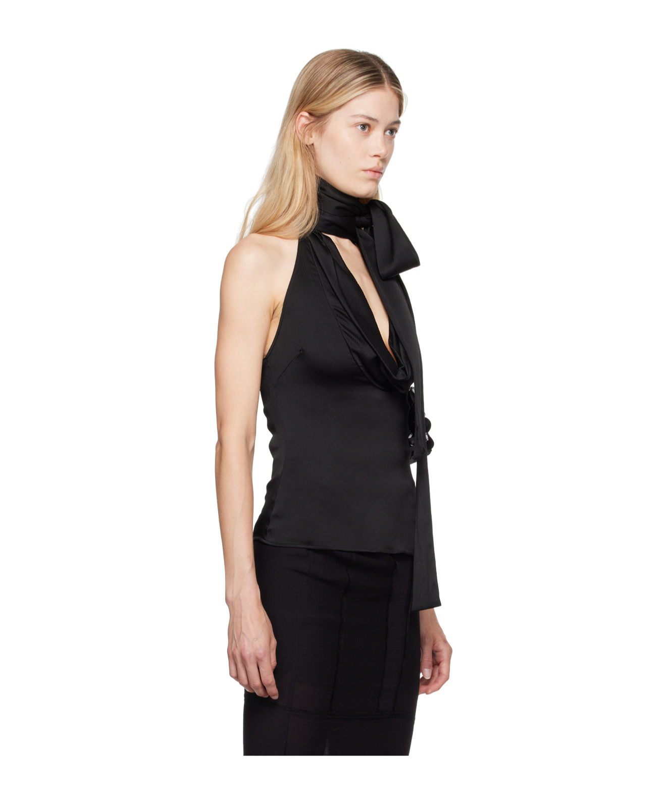 Blumarine Black Halter Neck Tank Top In Black