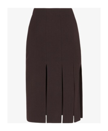 Fendi Aubergine Wool Skirt In Black