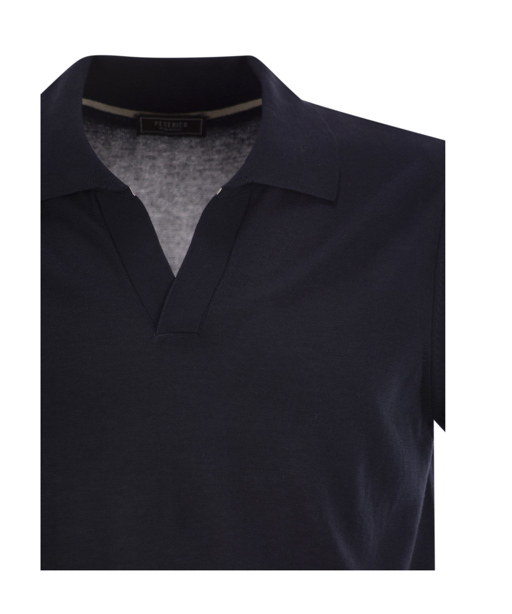 Peserico Cotton And Silk Polo Shirt In Black