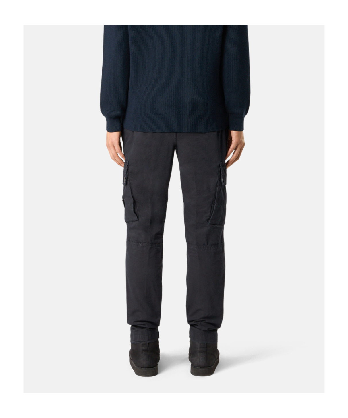 Stone Island Slim Fit Cargo Trousers With Zip Pockets In Blue