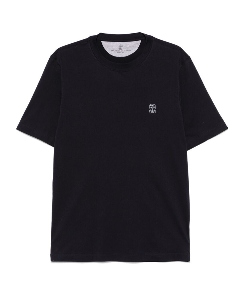 Brunello Cucinelli Cotton Jersey Crew Neck T-shirt With Logo In Black