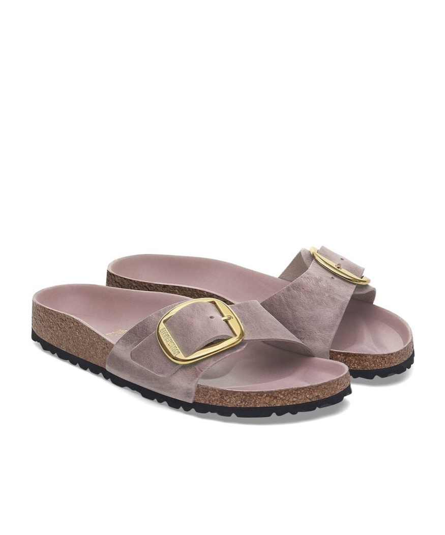 Birkenstock Madrid Big Buckle Oiled Leather In Gray