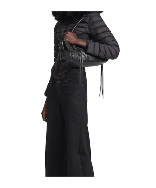 Balenciaga Women's Hooded Corseted Puffer In Black In Blue