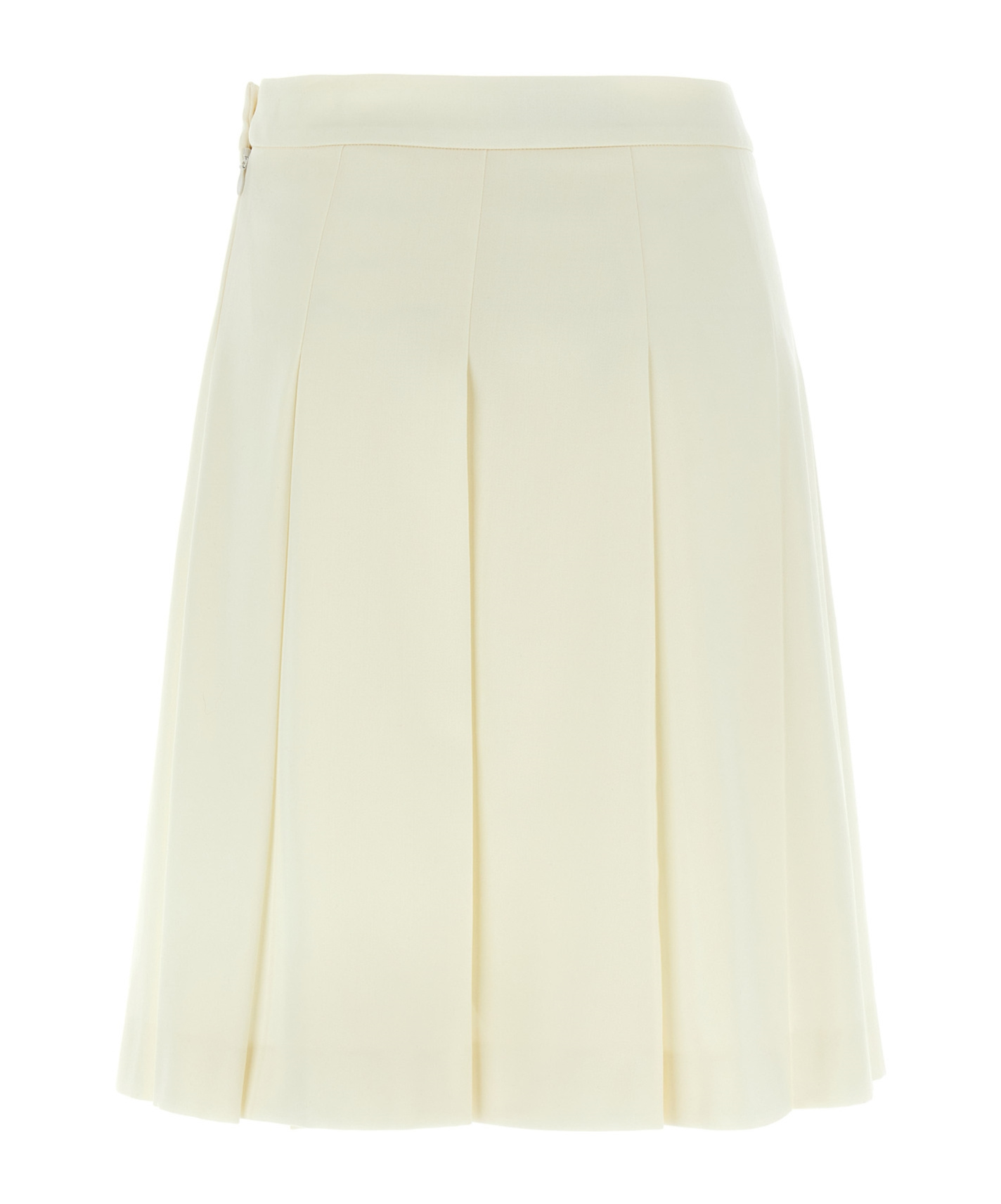 Alessandra Rich Pleated Wool Midi Skirt With Flared Silhouette In White