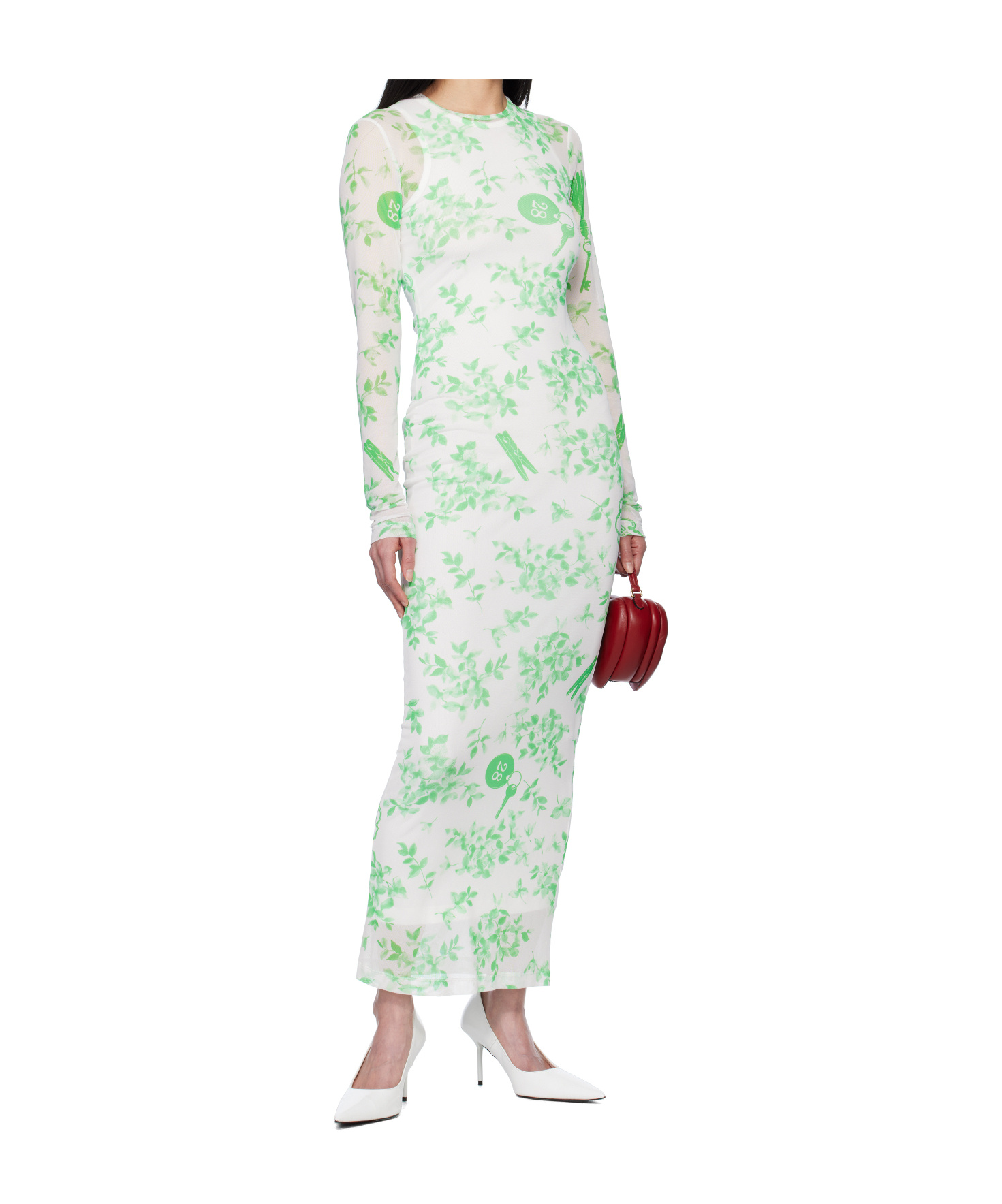 Moschino Round Neck Long Sleeve Dress In Green