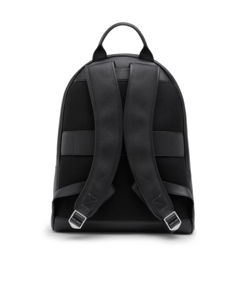 Santoni Grained-texture Leather Backpack In Black