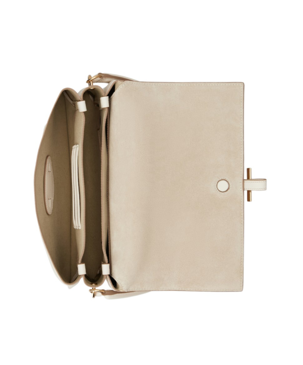 Tod's T Timeless Leather Mini Clamshell Bag In White
