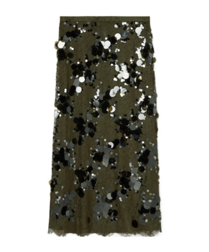 Gucci Womens Sequin-embellished Mid-waist Woven Midi Skirt Deep Oil Mix In Black