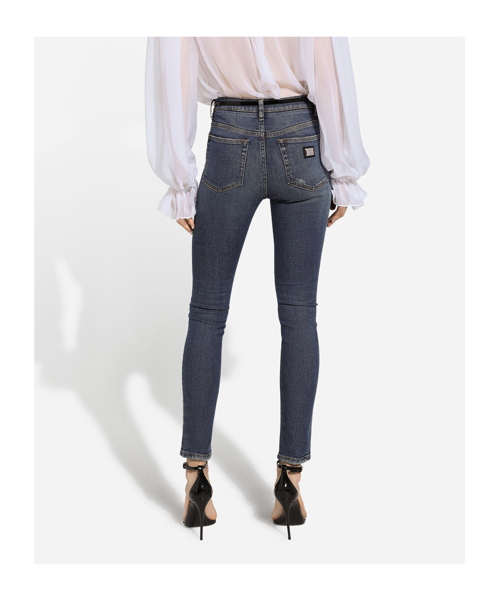 Dolce & Gabbana Skinny Cotton Denim Audrey Jeans In Black