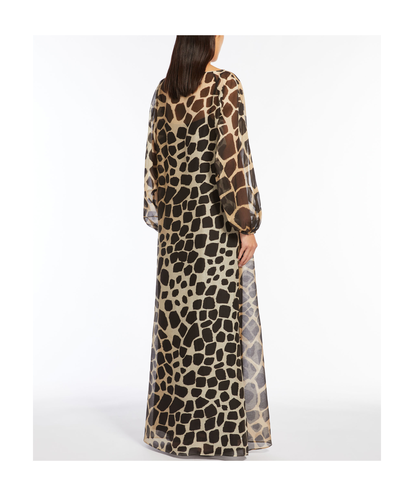 Shop Max Mara Studio All-over Patterned Long-sleeved Dress In Black