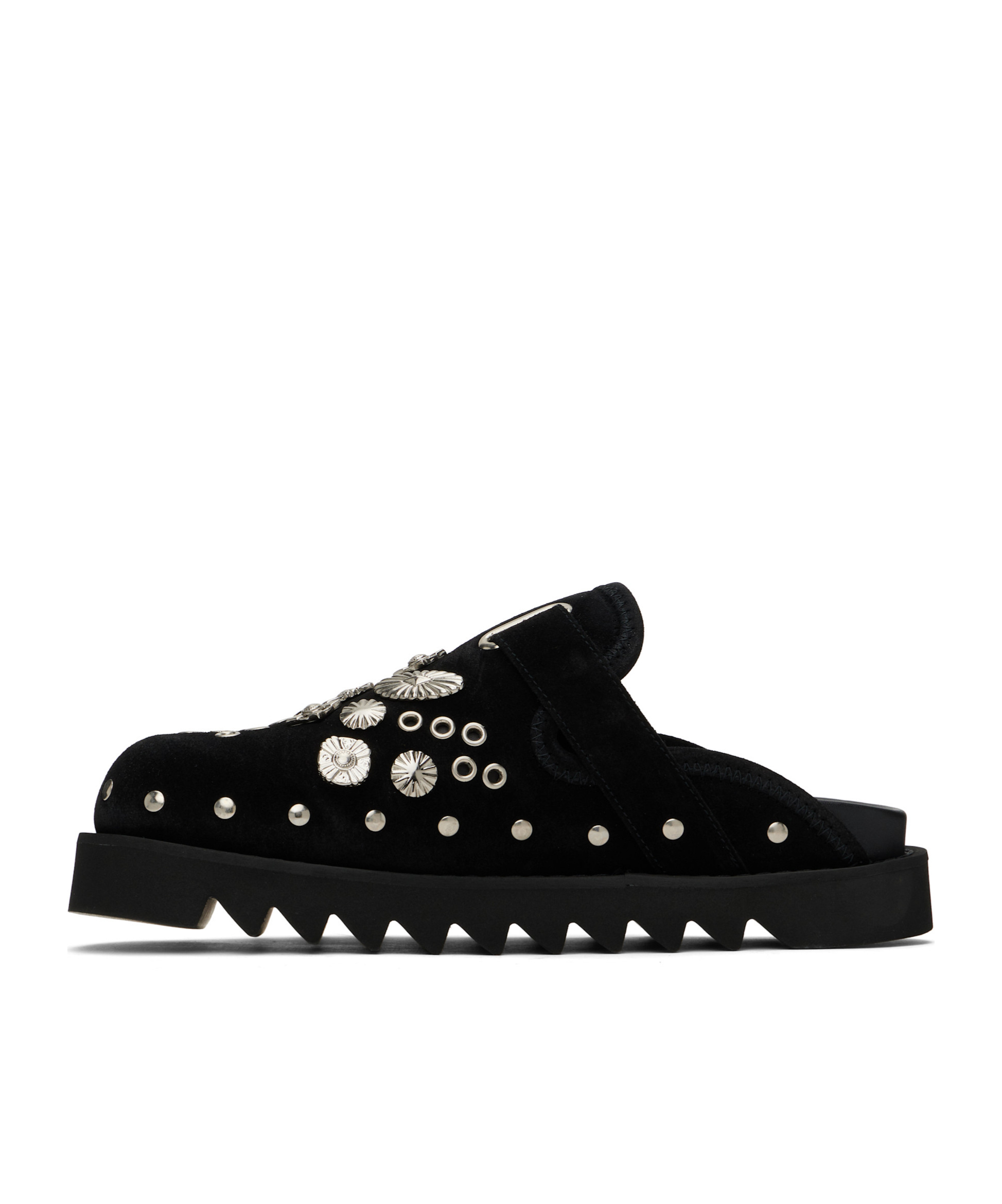 Toga Virilis Ssense Exclusive Brown Leather Studded Clogs In Black