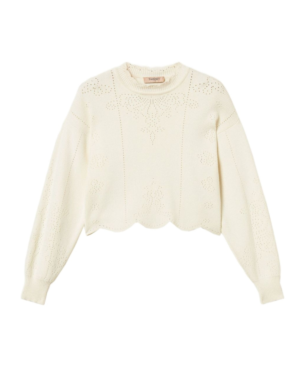 Twinset Scallop-hem Cropped Jumper In White