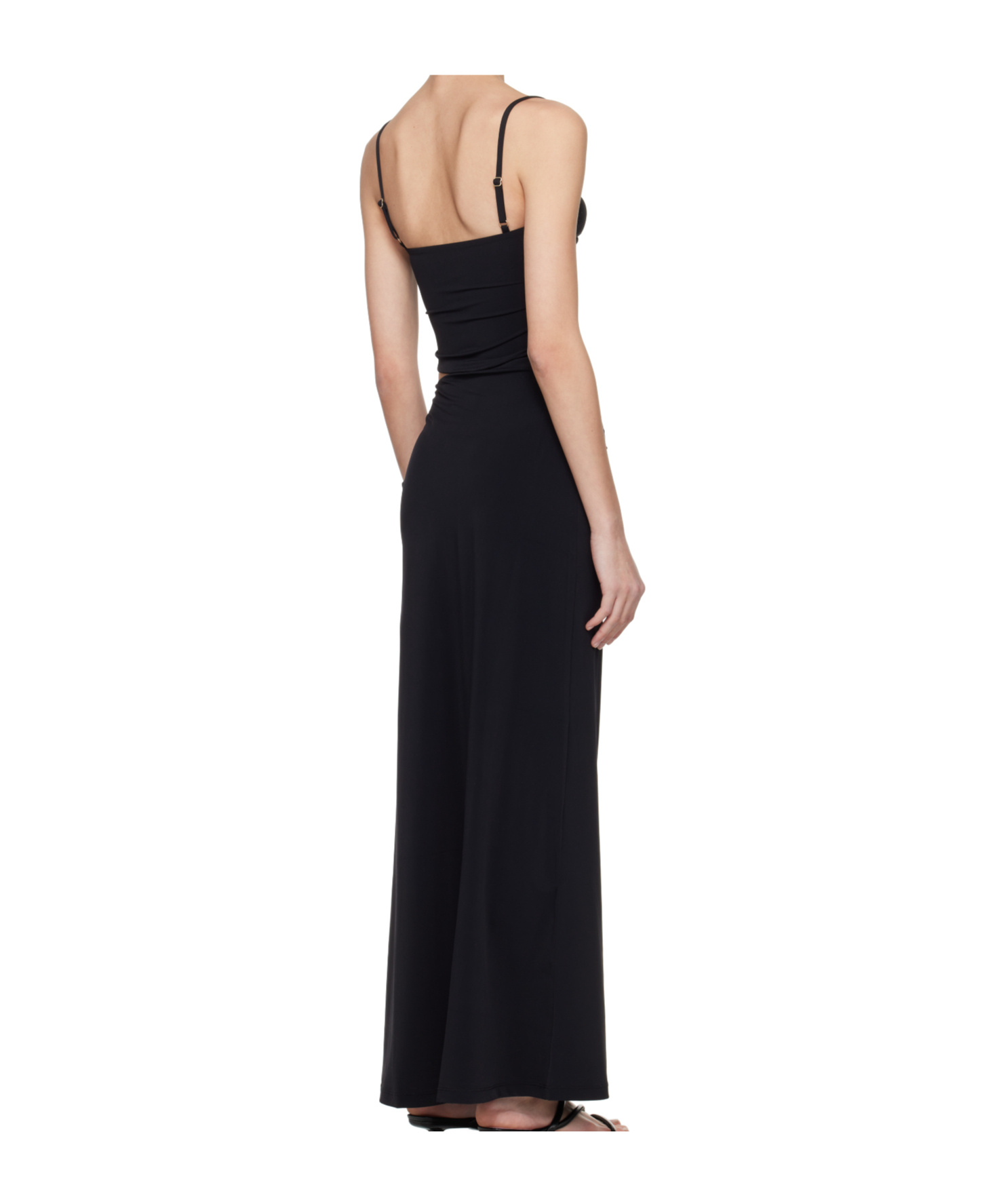 Christopher Esber Black Ruched Orbit Split Maxi Dress In Black