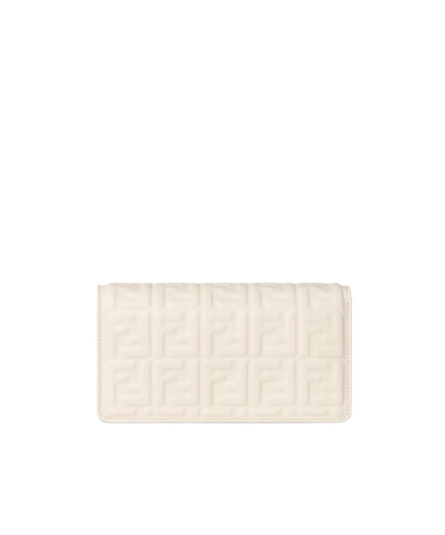 Fendi Camelia Nappa Leather Wallet With Ff Motif In White