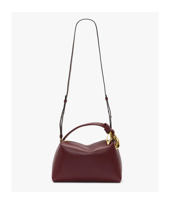 Jw Anderson Corner Leather Crossbody Bag In Burgundy