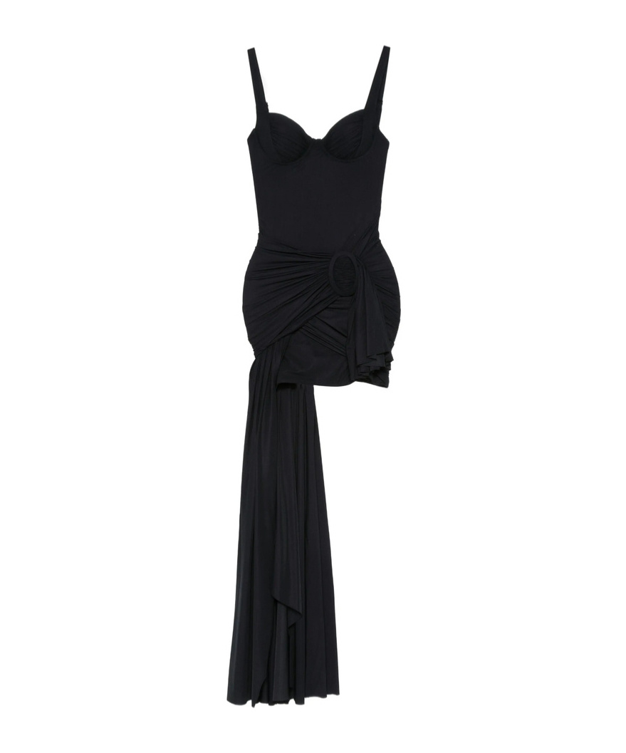 Balenciaga Black Draped Mini Dress In Jersey Women In Black