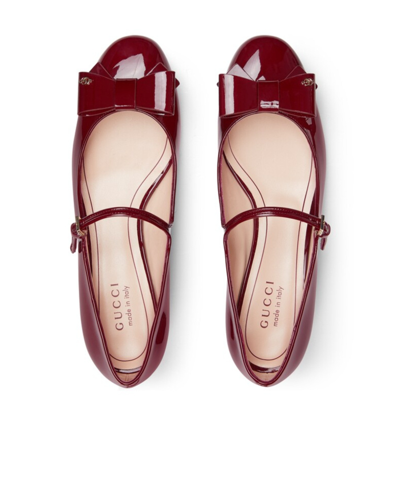 Gucci Women's Ballet Flat With Bow In Burgundy