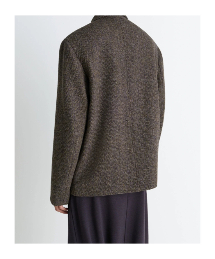 Lemaire Herringbone-pattern Blazer In Brown