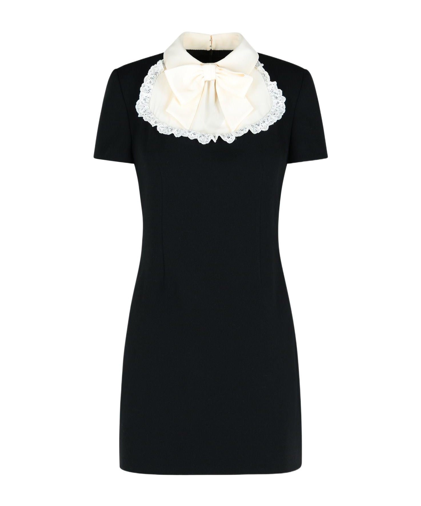 Alessandra Rich Mini Dress With Silk Jabot In Black