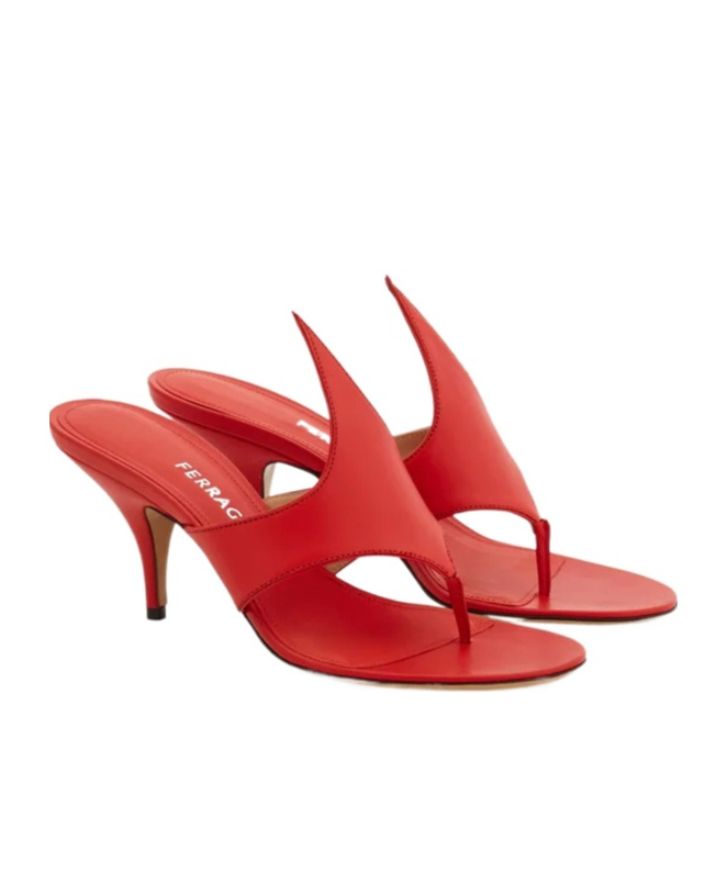 Ferragamo Lyrai Leather Sandals In Red