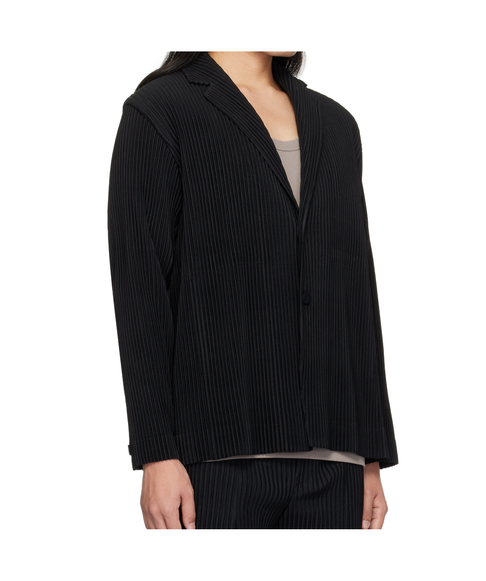 Issey Miyake Black Tailored Pleats 2 Blazer In Black