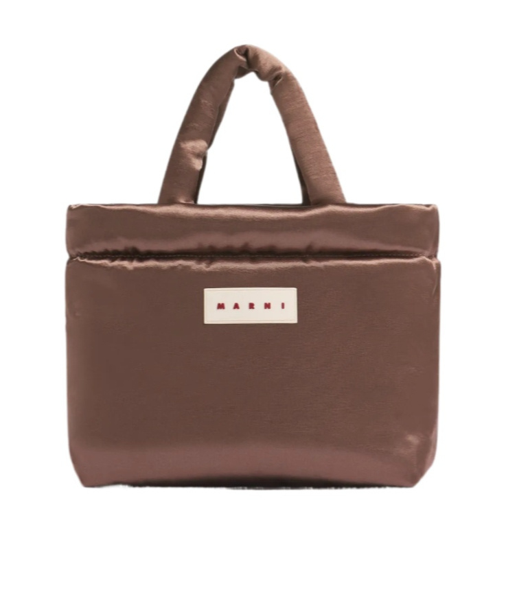 Marni Puff East/west Tote Bag In Brown