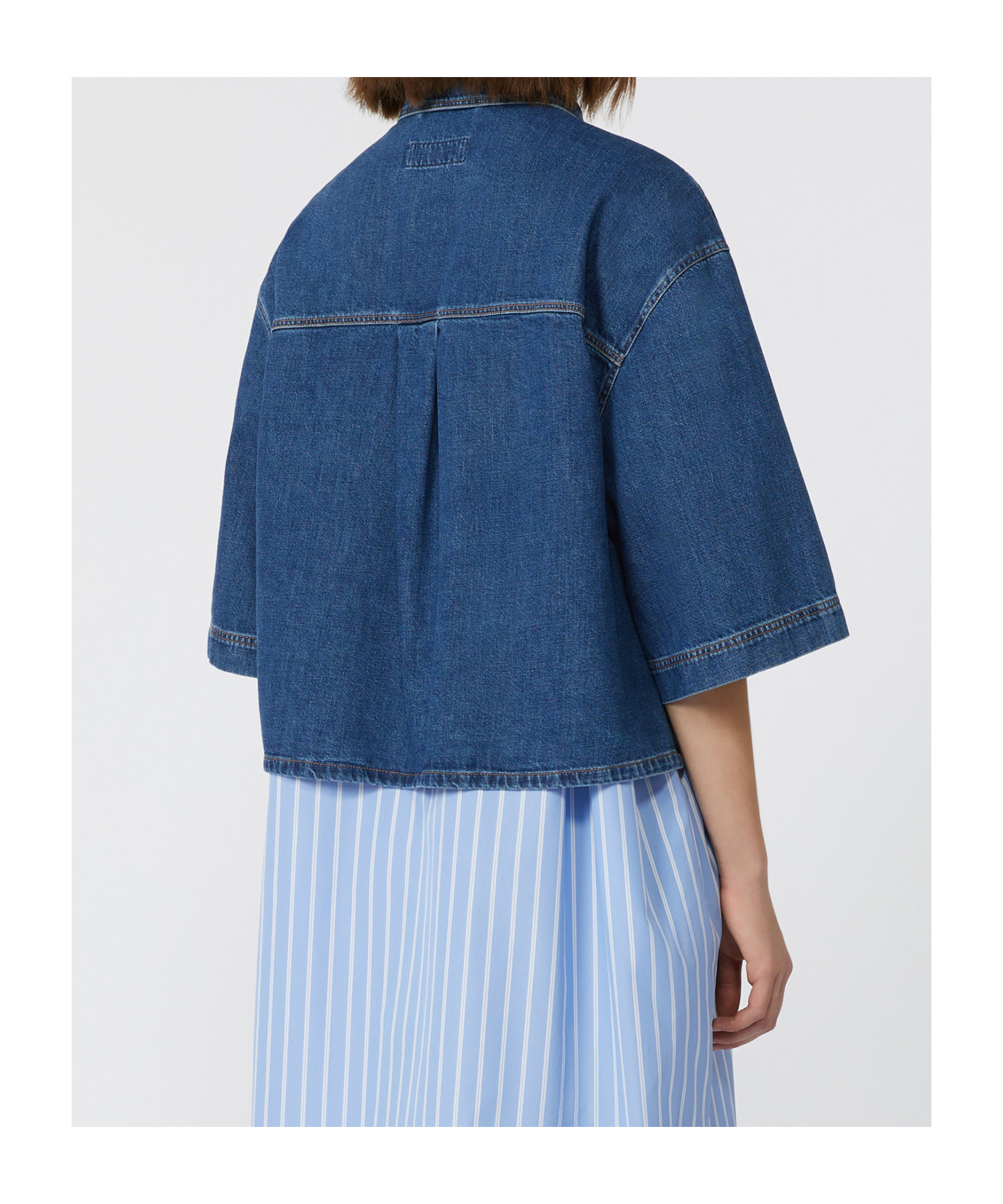 Weekend Max Mara Enza Boxy Denim Button-up Shirt In Blue