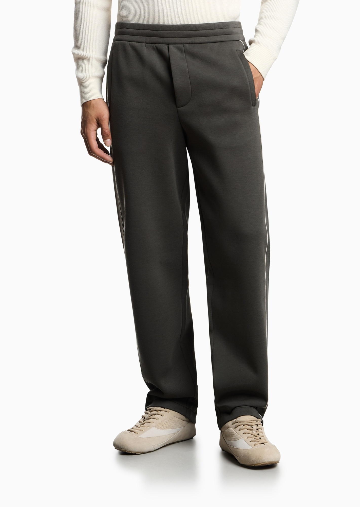 Emporio Armani Straight-leg Casual Pants In Gray