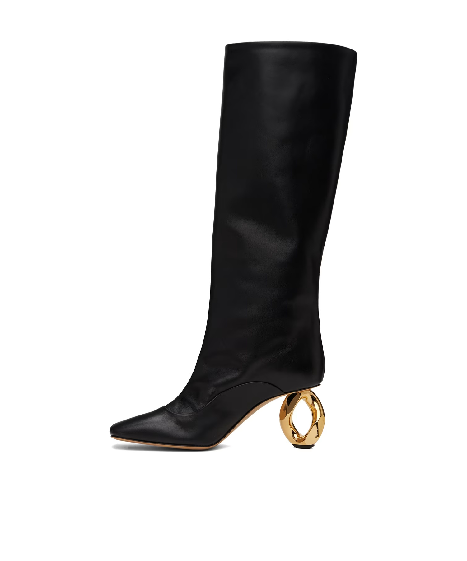 Jw Anderson Chain Heel 75mm Leather Boots In Black