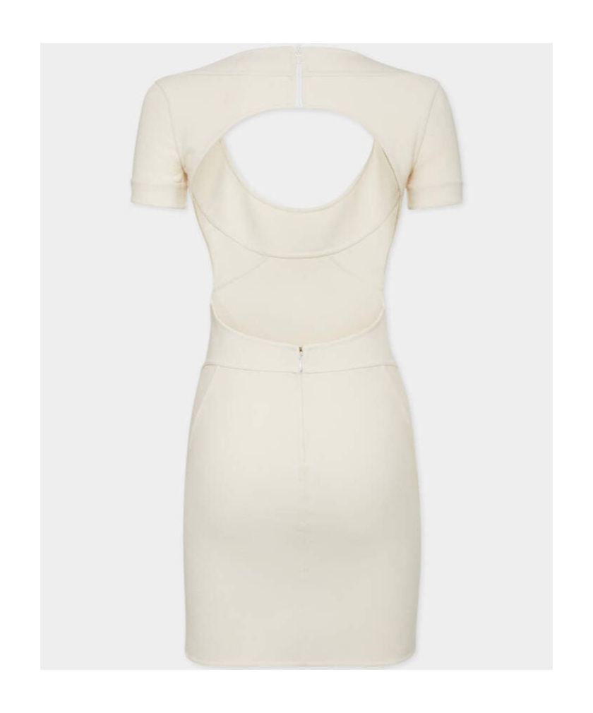 Dsquared2 Mini Dress With Open Back And Short Sleeves In White