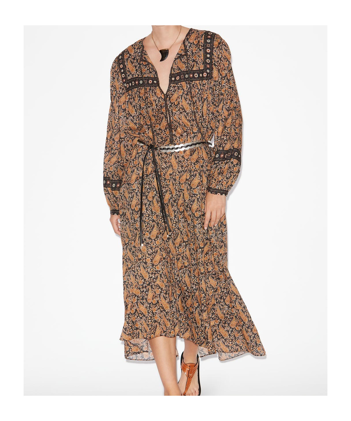 Isabel Marant Étoile Greila Cotton Voile Midi Dress In Brown