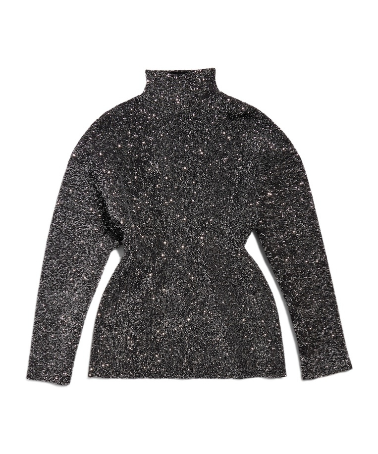 Balenciaga Paillette Engineered Hourglass Top In Silver