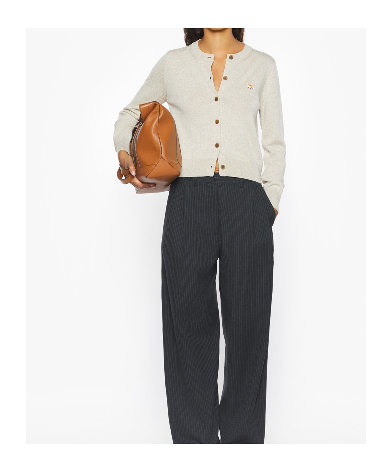 Maison Kitsuné Baby Fox Patch Cardigan In White