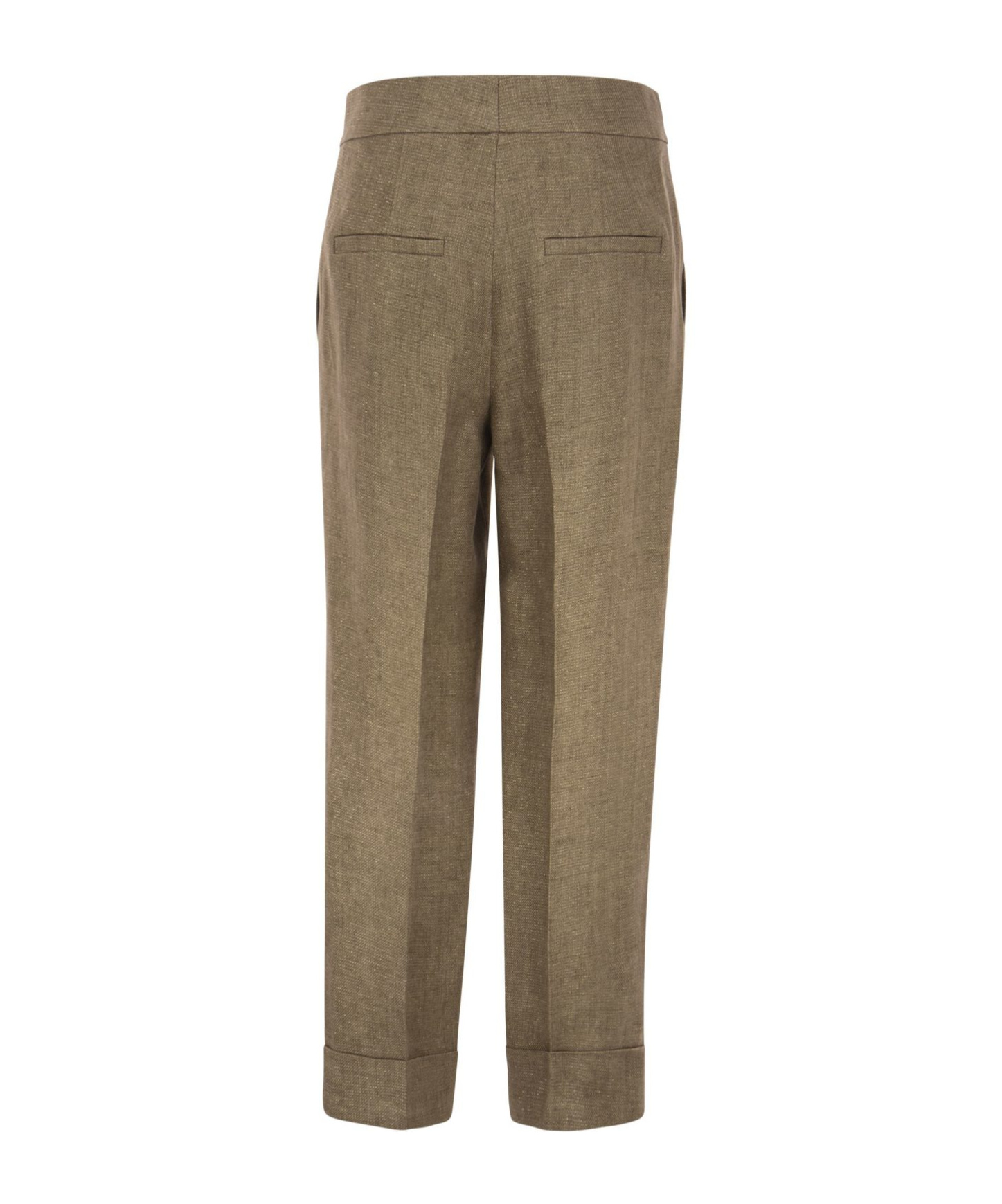 Brunello Cucinelli High-waisted Cropped Trousers In Brown