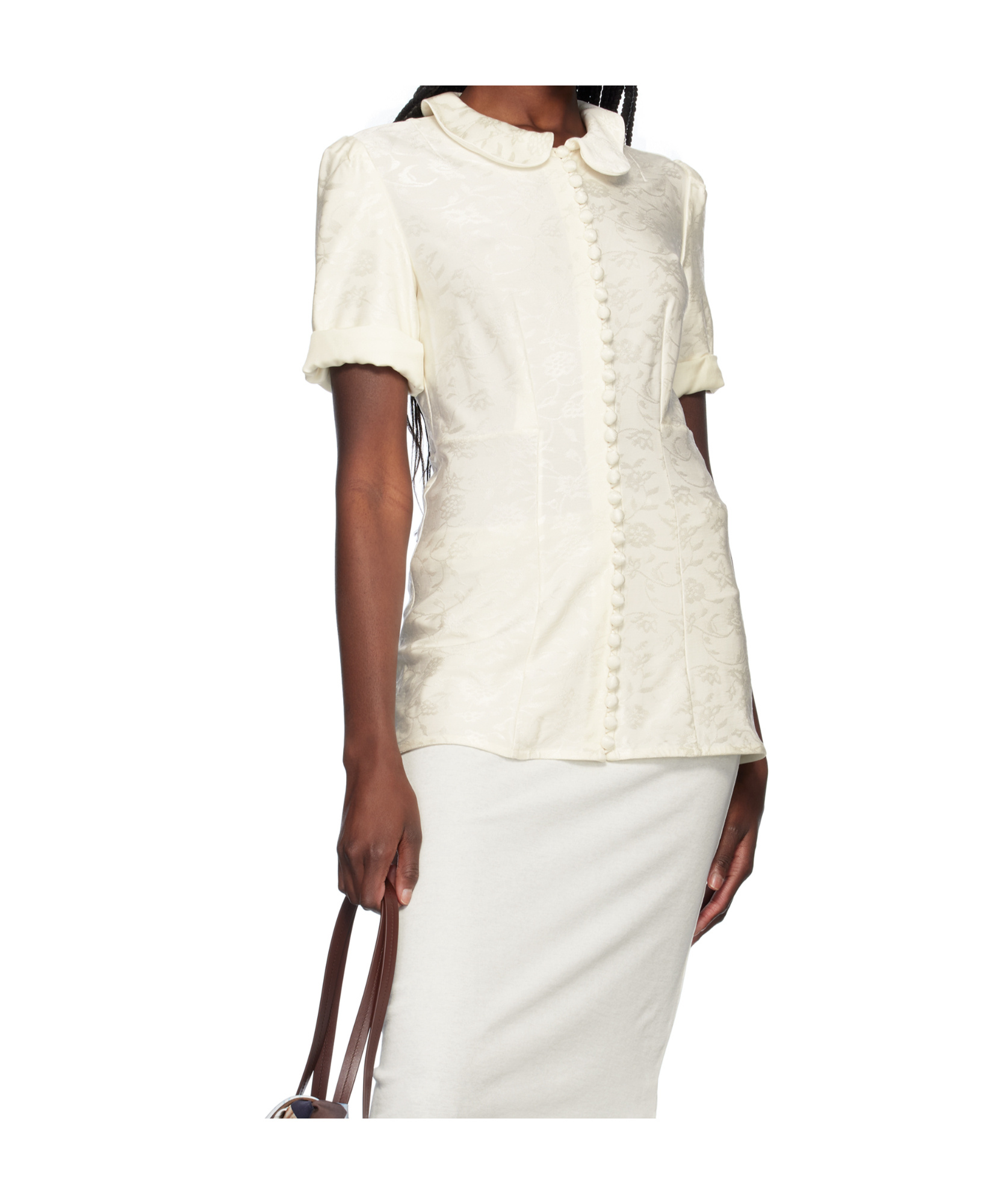 Jil Sander Claudine Collared Short-sleeve Shirt In Off-white