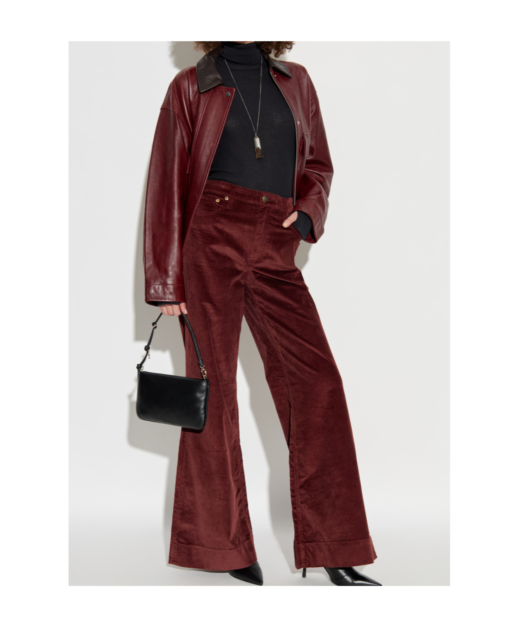 Rag & Bone Corduroy Flared Pants In Burgundy
