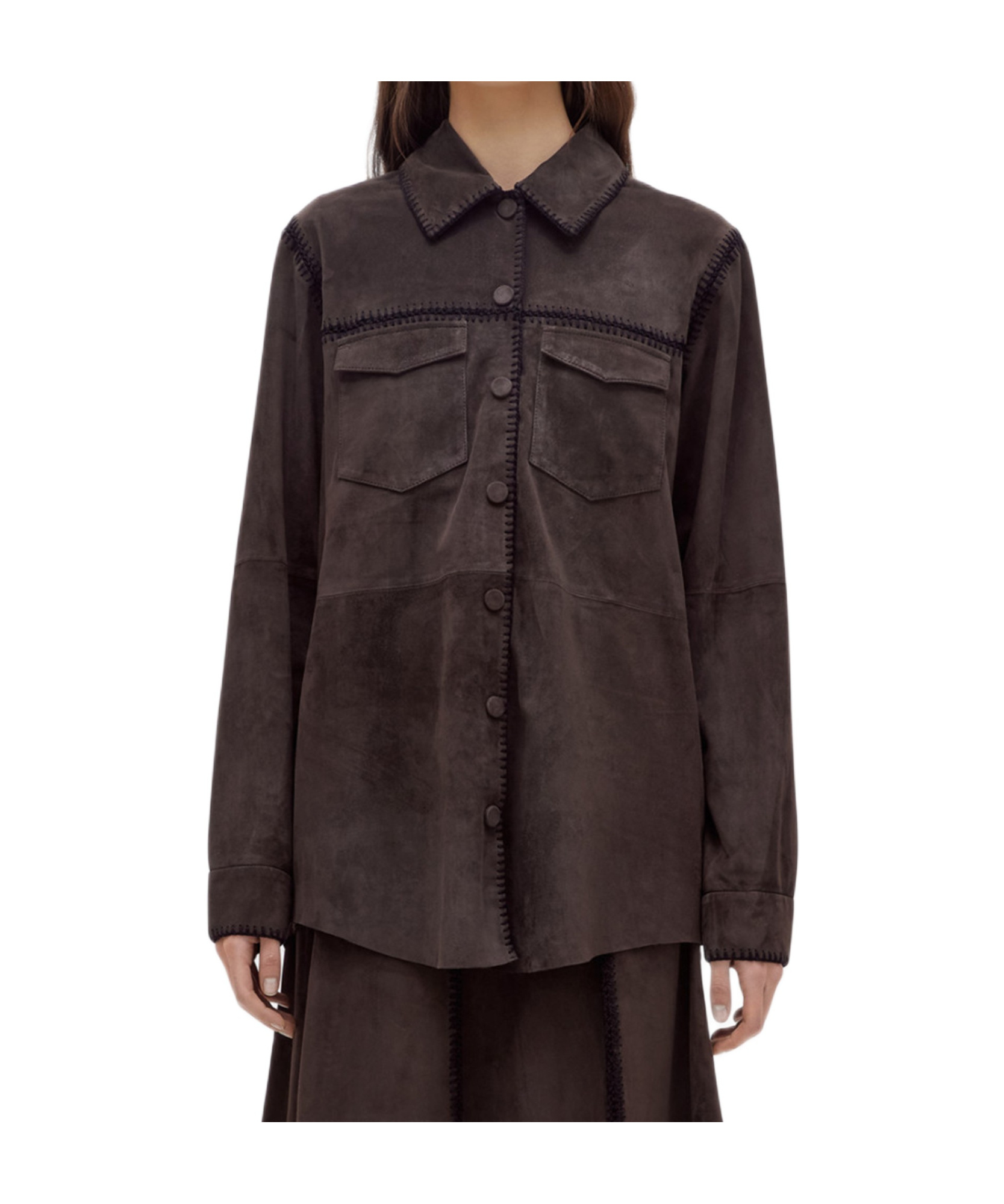 Blugirl Single-breasted Long-sleeve Shirt In Burgundy