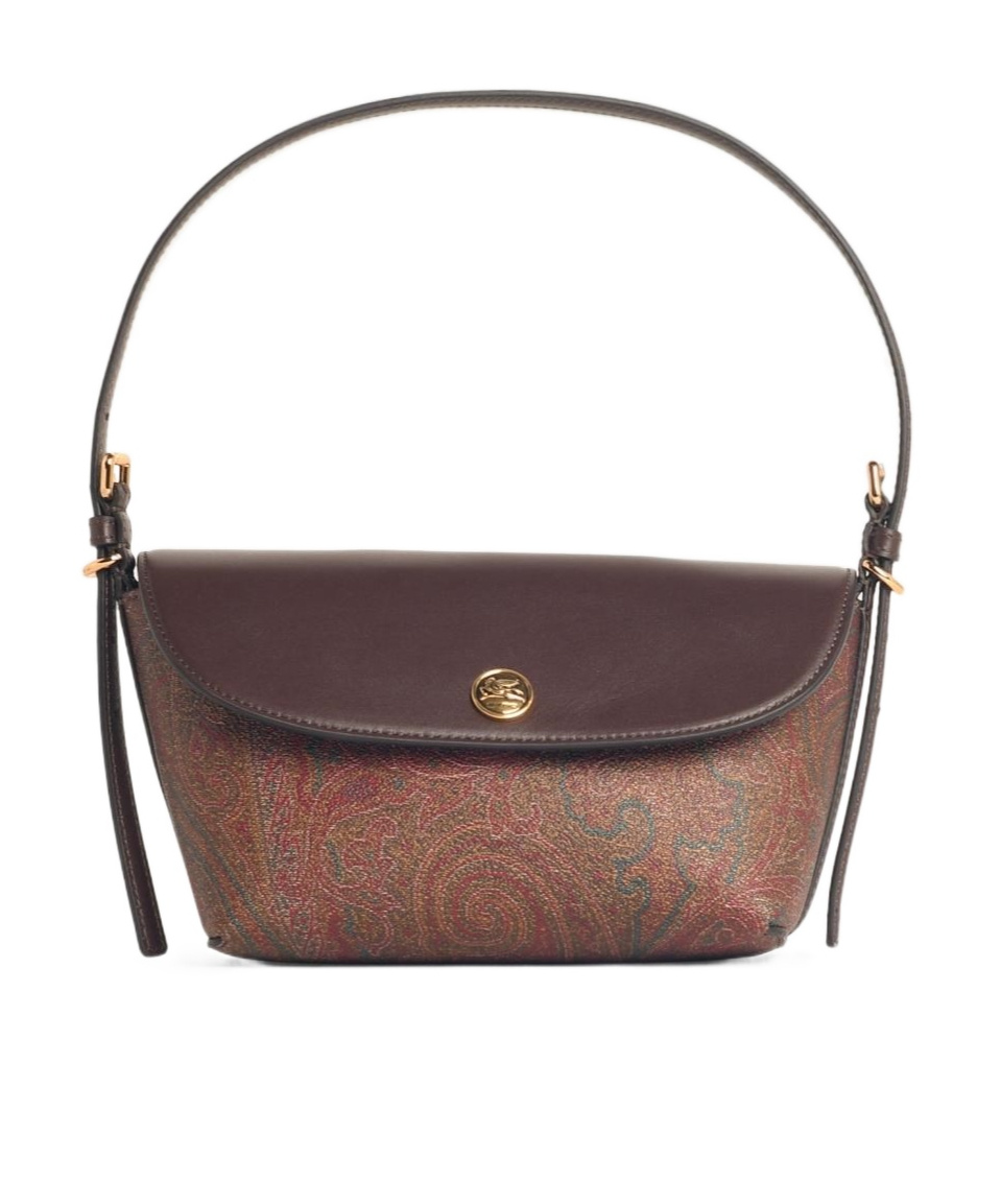 Etro Cotton Blend Shoulder Bag With Paisley Pattern In Brown