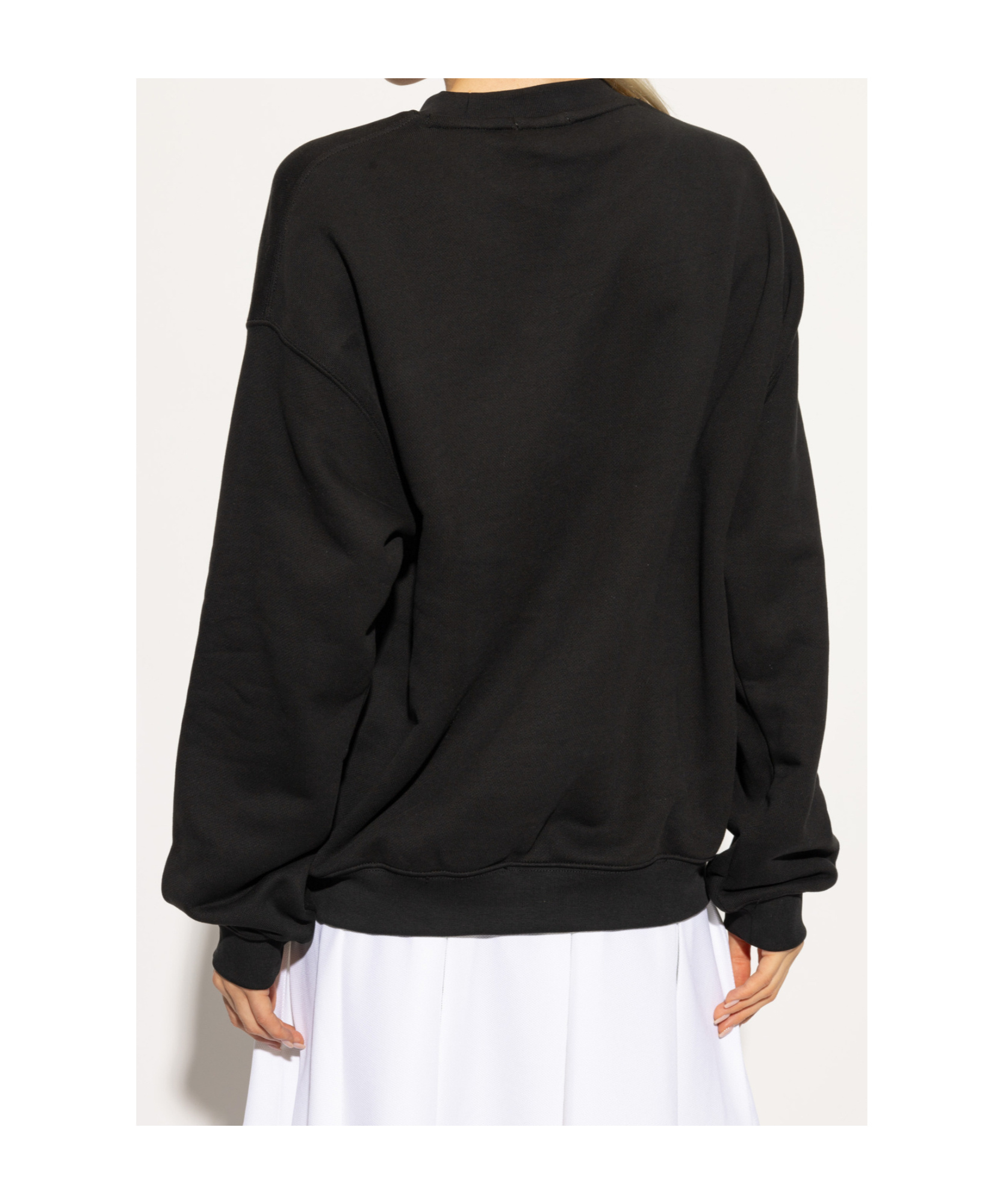 Lacoste Crocodile Badge Cotton Sweatshirt In Black