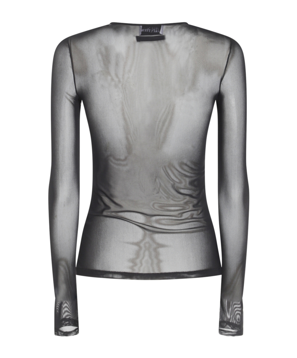 Jean Paul Gaultier The Flocked Tattoo Ruban Top In Black